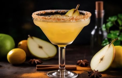 Verre de rhum arrangé à la poire.