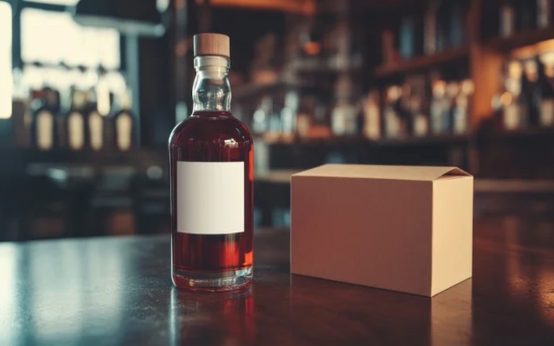 Bouteille de rhum avec étiquette